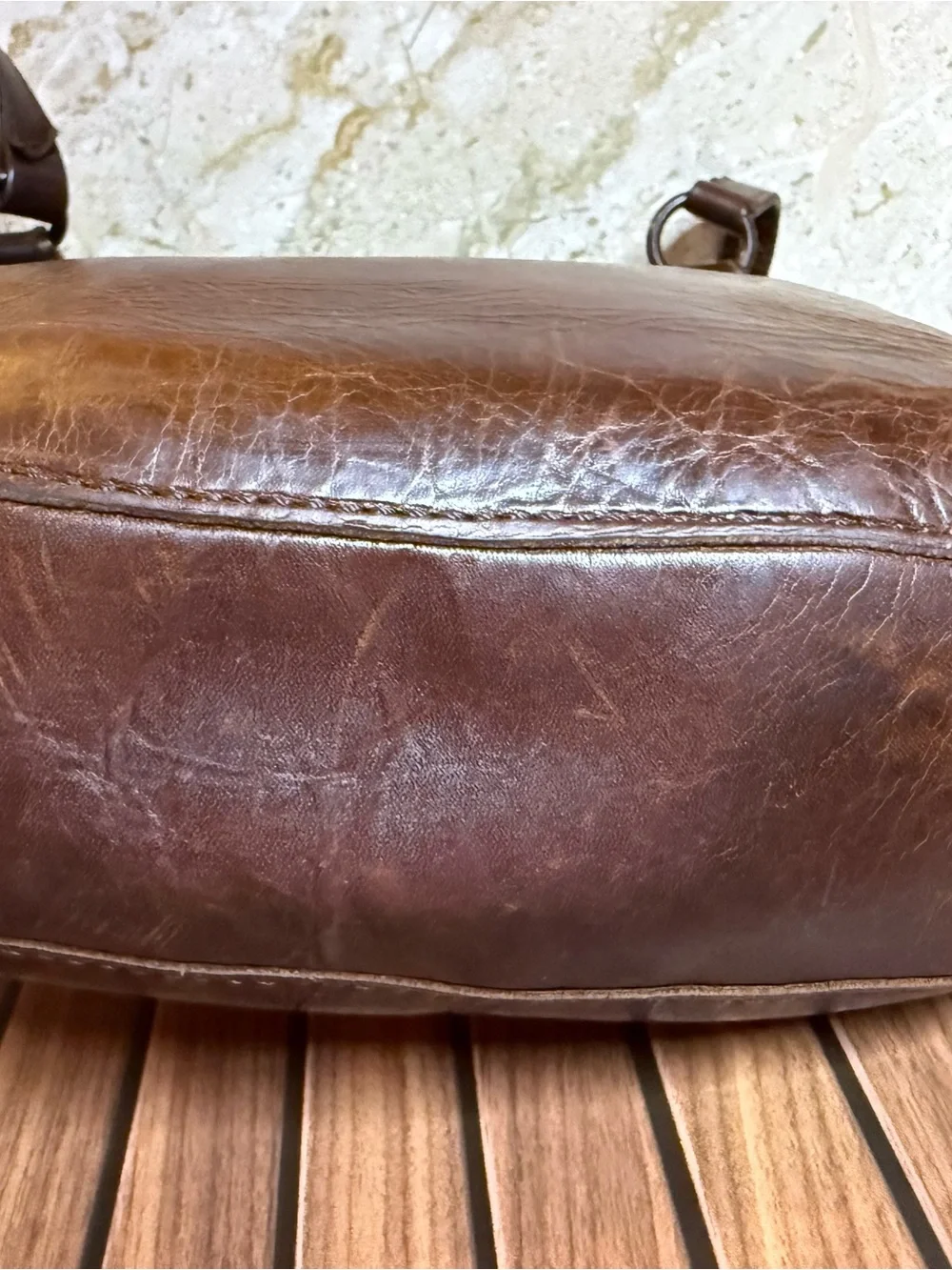 Frye Brown Distressed Leather Flap Crossbody Shoulder Bag Boho
